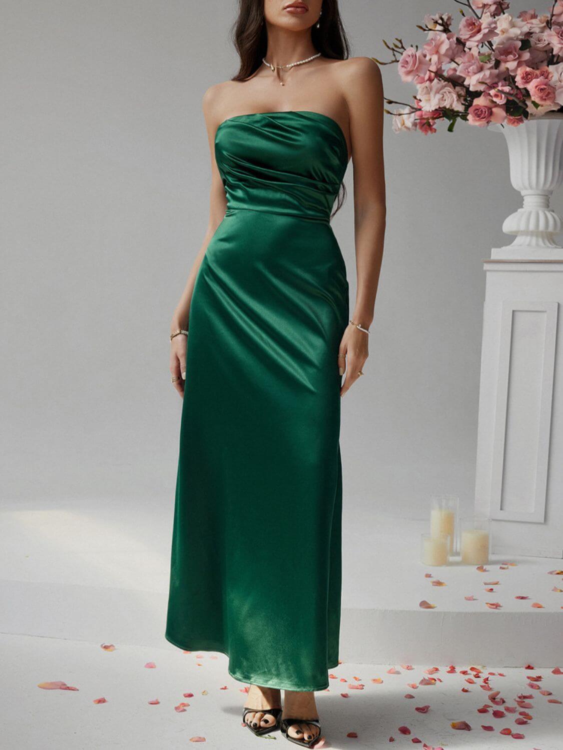 Devine Ruched Tube Maxi Dress