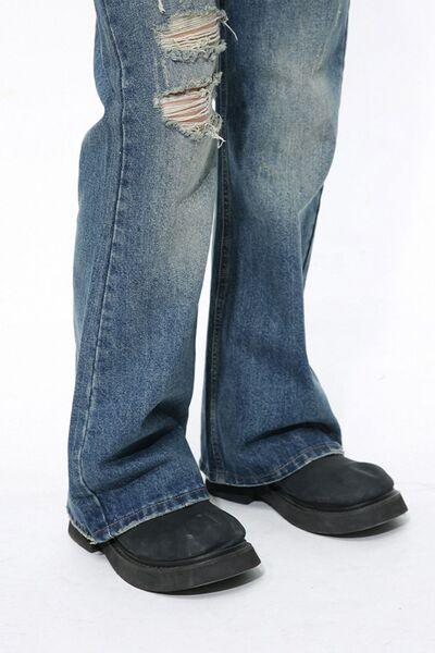 Men's Distressed Bootcut Jeans