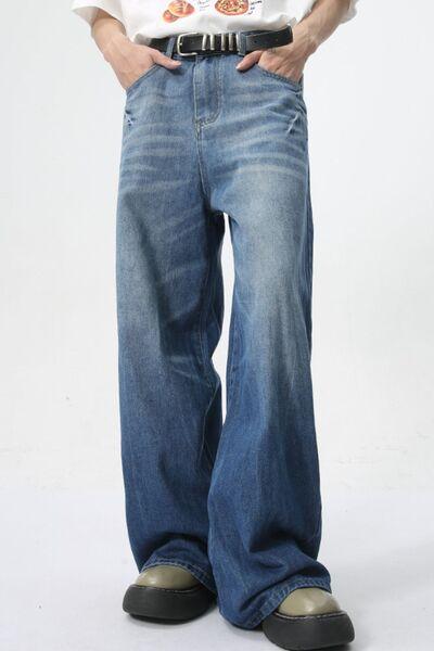 Wide Leg Men's Jeans with Pockets