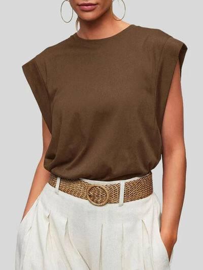 Florira Round Neck Cap Sleeve T-Shirt