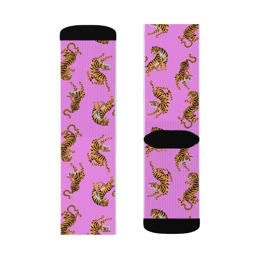 Tiger Fun Novelty Socks Pink