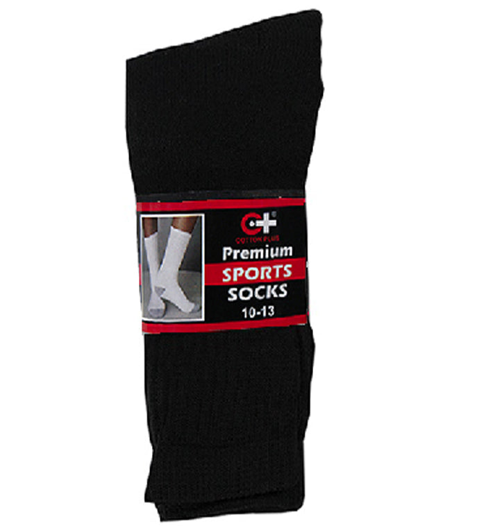 Cotton Plus Crew Socks - Black, 10-13, 3 Pack