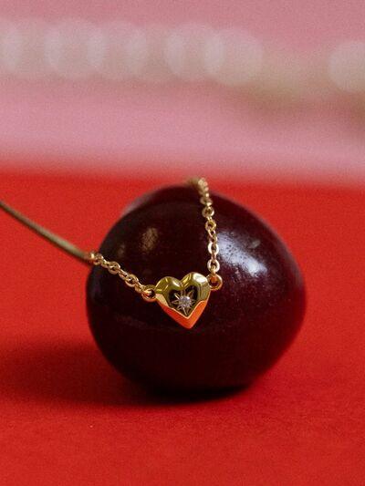 Zircon Heart Pendant Necklace - Clothes For Her Online Store