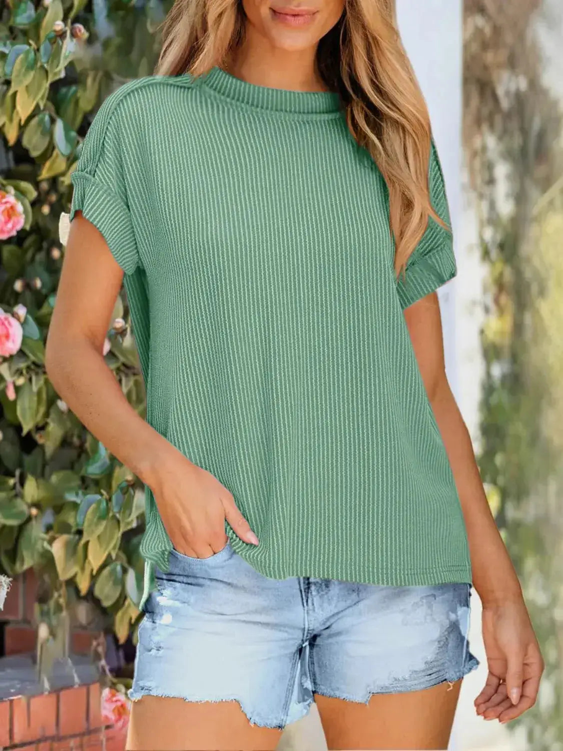Round Neck Short Sleeve T-Shirt - Clothes For Her Online Store