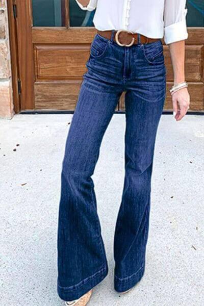 Full Size Flare Jeans with Pockets Plus Size