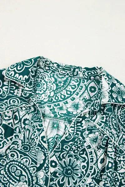 Plus Size Ruffled Printed Flounce Sleeve Dress - Clothes For Her Online Store