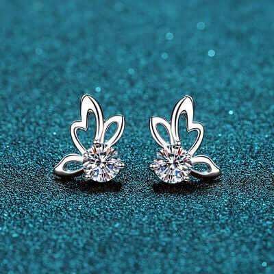 1 Carat Moissanite Butterfly Shape Earrings