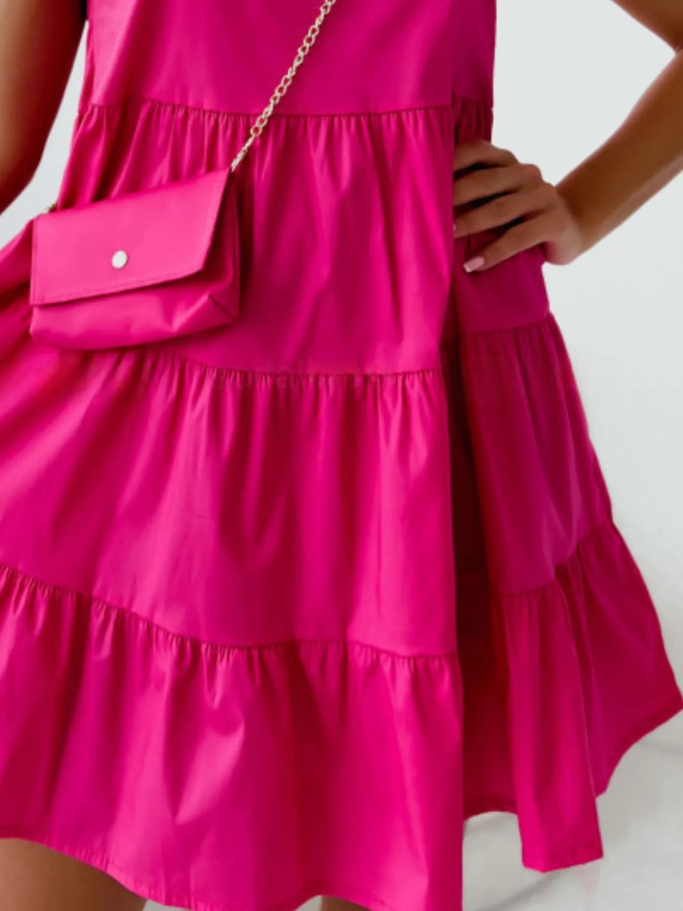 Ruffle Sleeve Tiered Swing Dress