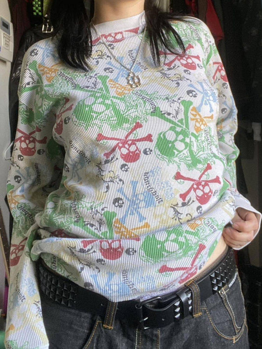 Printed Round Neck Long Sleeve T-Shirt - Clothes For Her Online Store
