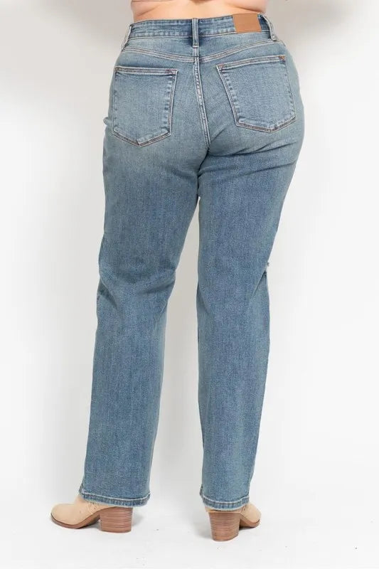 Judy Blue Full Size High Waist Distressed Dad Jean Plus Size