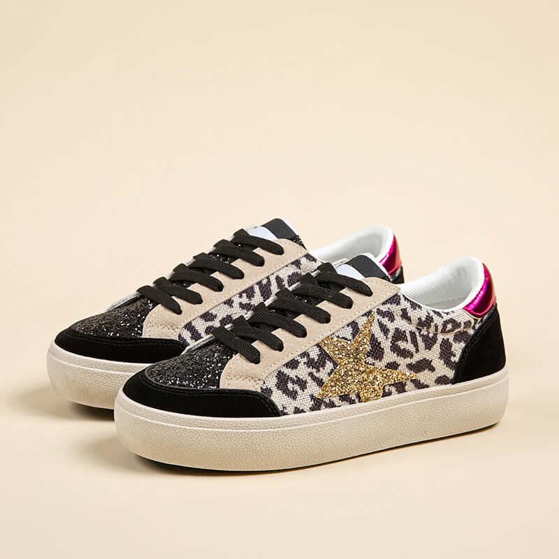 Star Sequin Round Toe Platform Sneakers