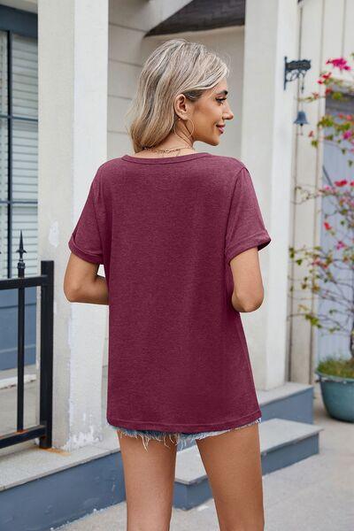 Florira Notched Short Sleeve T-Shirt