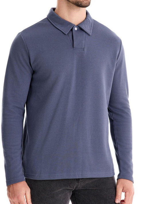 Men's Collared Neck Long Sleeve Polo - Clothes For Her Online Store