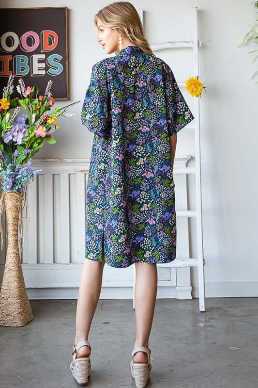 Heimish Full Size Half Sleeve Floral Open Cardigan Plus Size