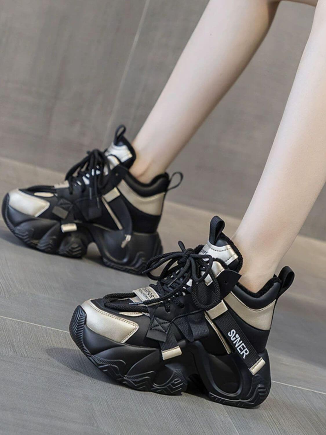 Chunky Platform Lace Up Sneakers