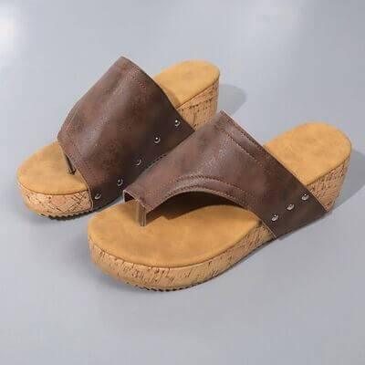 PU Leather Wedge Sandals - Clothes For Her Online Store