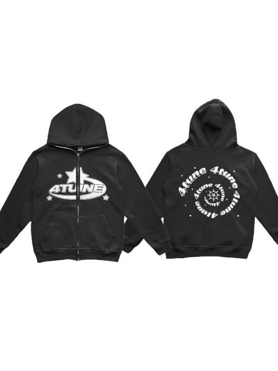 Men's Zip Up Star Graphic Hoodie