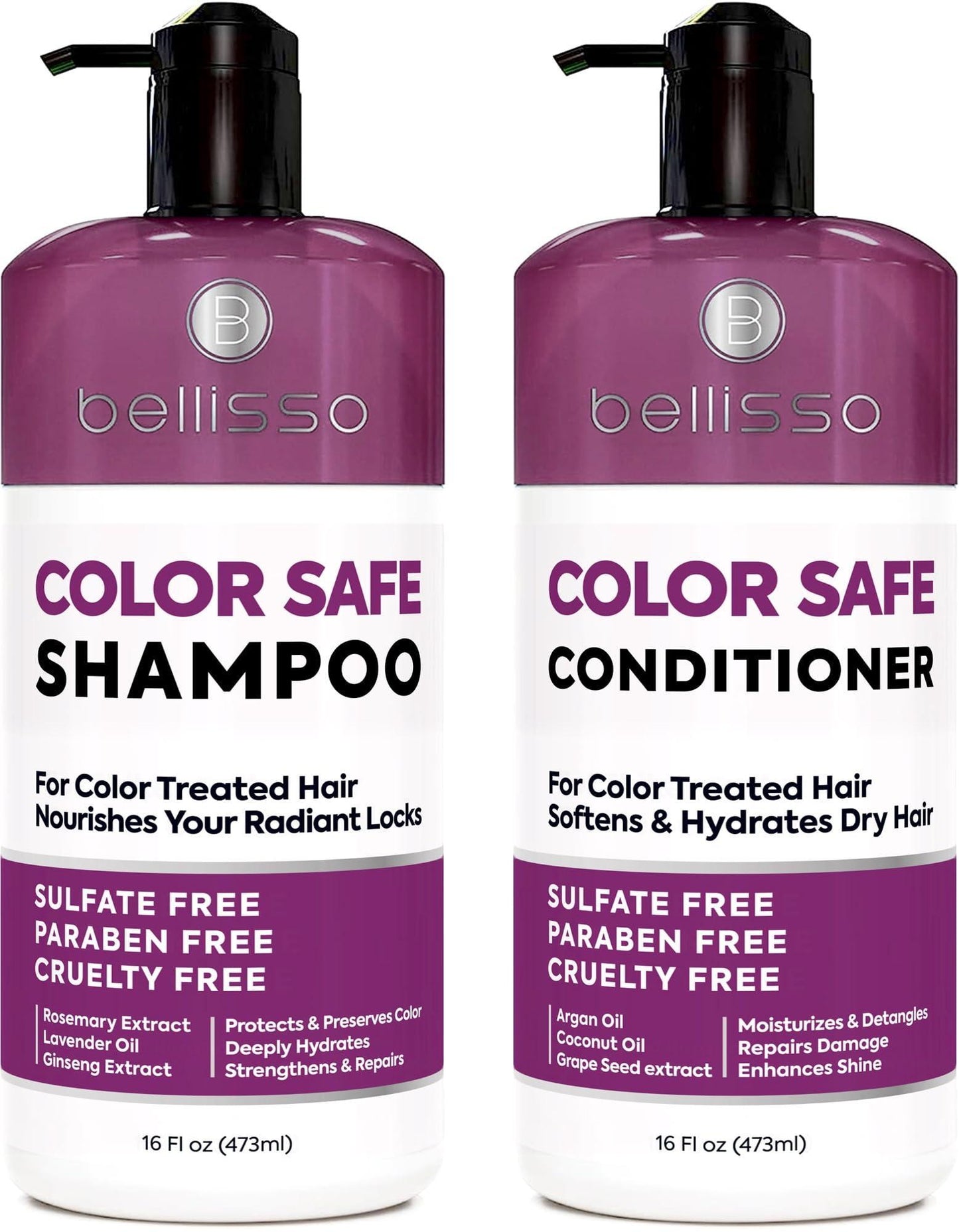 Color Safe Shampoo and Conditioner Set For Protecting Dyed and Treated Hair