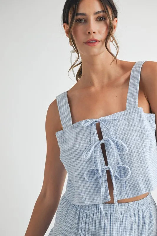 MABLE Gingham Plaid Crop Top and Mini Skirt Set - Clothes For Her Online Store