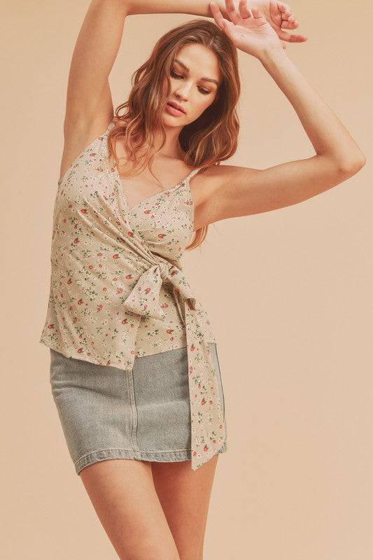 Aemi + Co Ditsy Floral Surplice Adjustable Straps Cami