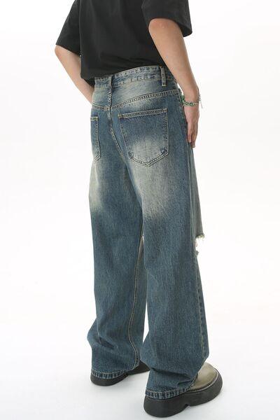 Distressed Wide Leg Men's Jeans