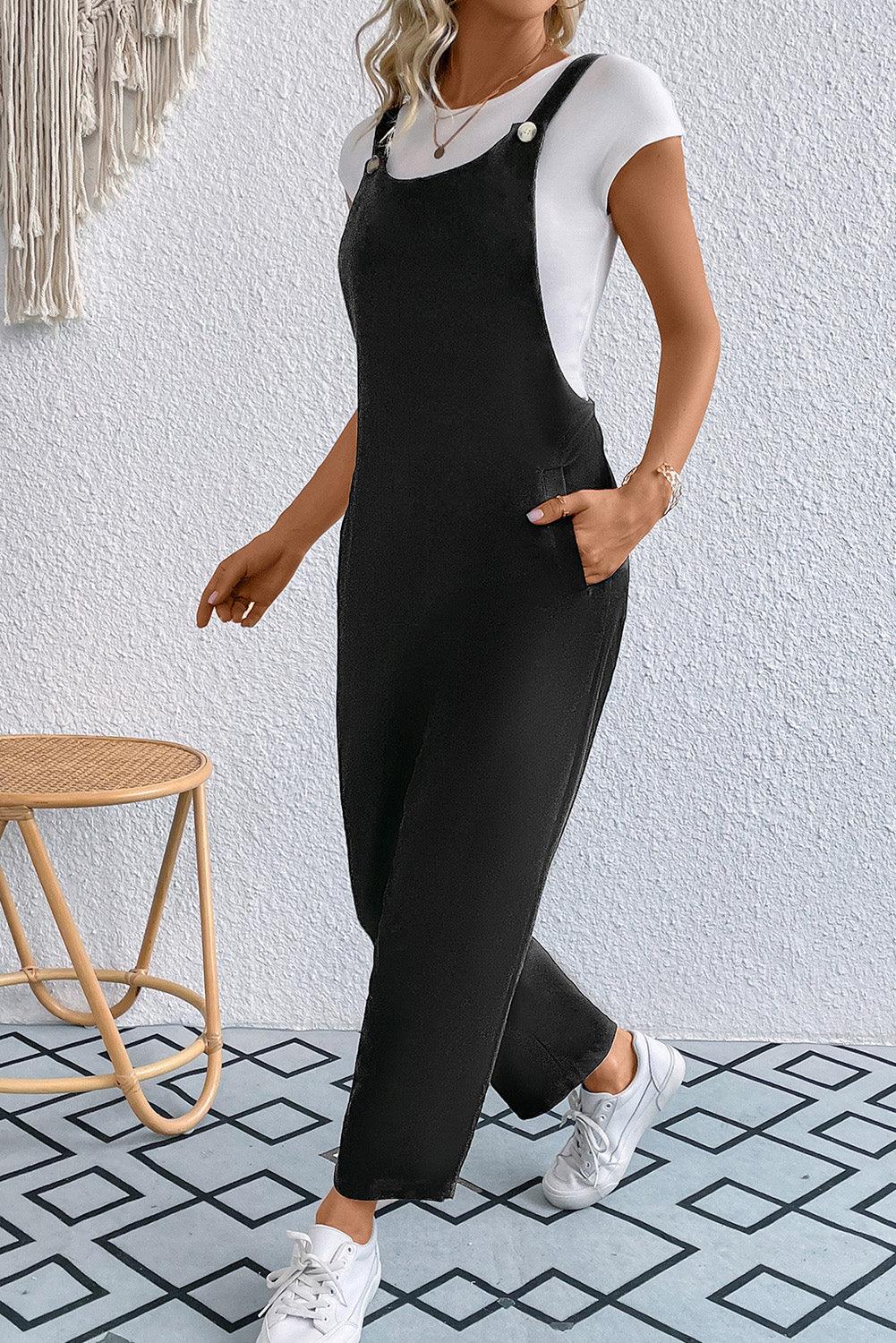 Pocketed Wide Strap Overall - Clothes For Her Online Store