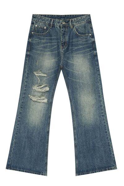 Men's Distressed Bootcut Jeans