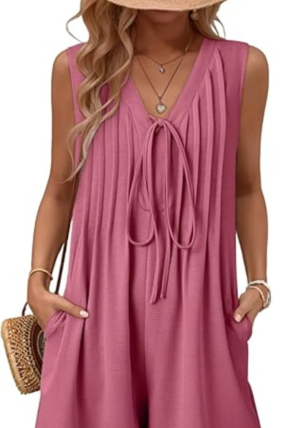 Tie Front Sleeveless Romper