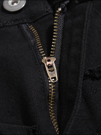 Men's Washed Distressed Panelled Jeans - Clothes For Her Online Store