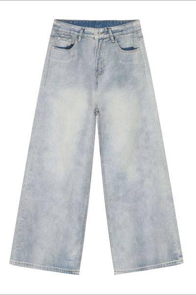 Washed Straight Leg Jeans