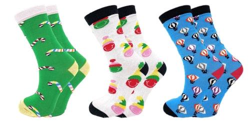 3 Pairs Colorful Fun Crazy Crew Dress Socks for Men and Women Cotton