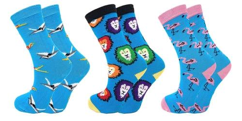 3 Pairs Colorful Fun Crazy Crew Dress Socks for Men and Women Cotton