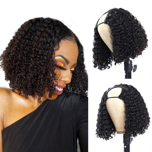 Short Bob U Part Wig Human Hair Jerry Curl Brazilian Remy Glueless WigBrand Name: BeumaxWigs Length: longWeight: 180% is 230g, 200% is 300g2A Double DrawnLace Wig Type: Lace Part Material Grade: Remy HairMaterial: Human HairMade Method: Machine MadeCan Be