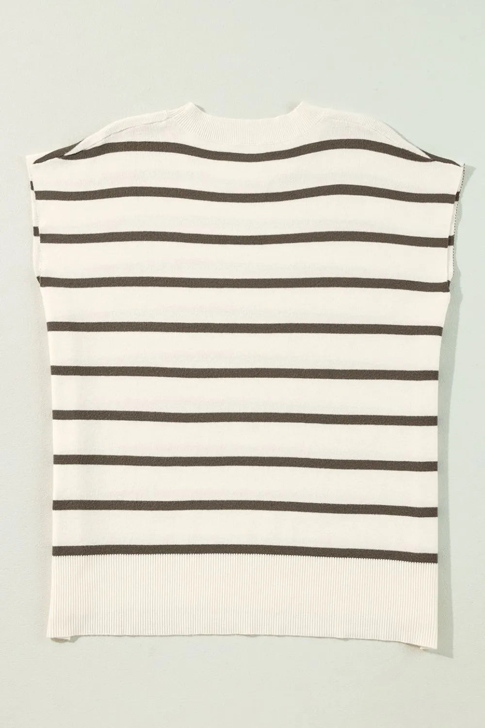 Stripe Side Slits Crewneck Sweater Vest - Clothes For Her Online Store
