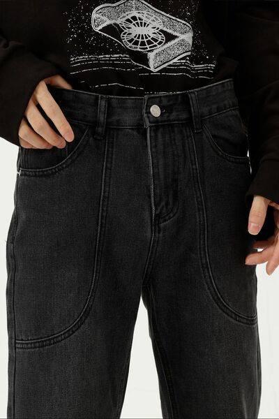 Straight-Leg Jeans with Stitch Detail