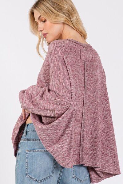 SAGE + FIG Round Neck Batwing Sleeve Oversize Top - Clothes For Her Online Store