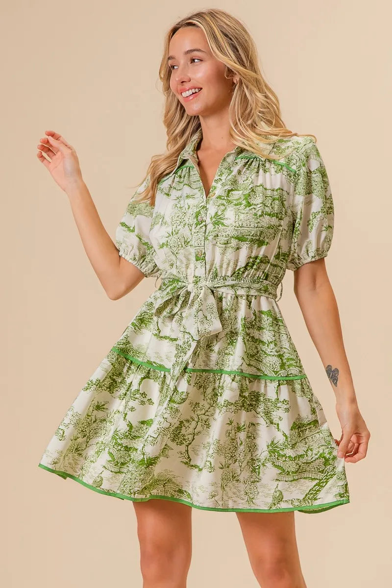 BiBi Woven Printed Tiered Dress