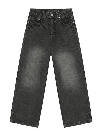 Men's Washed Wide Leg Jeans