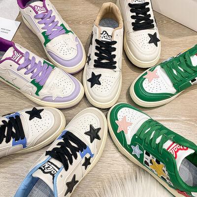 Contrast Star Round Toe Athletic Sneakers