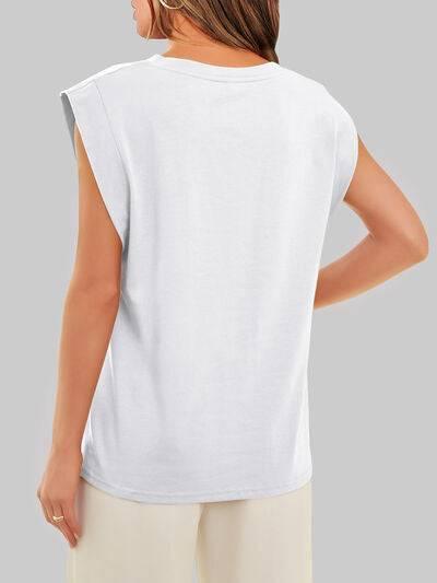 Florira Round Neck Cap Sleeve T-Shirt