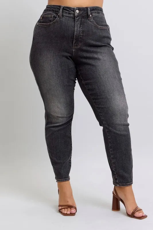 Judy Blue Full Size Midi Rise Tummy Control Slim Jeans Plus Size