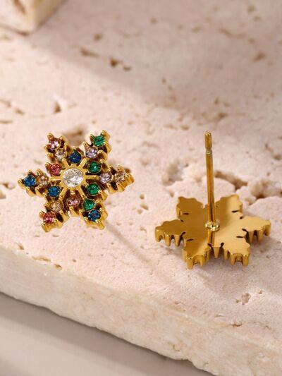 Stainless Steel Snowflake Stud Earrings