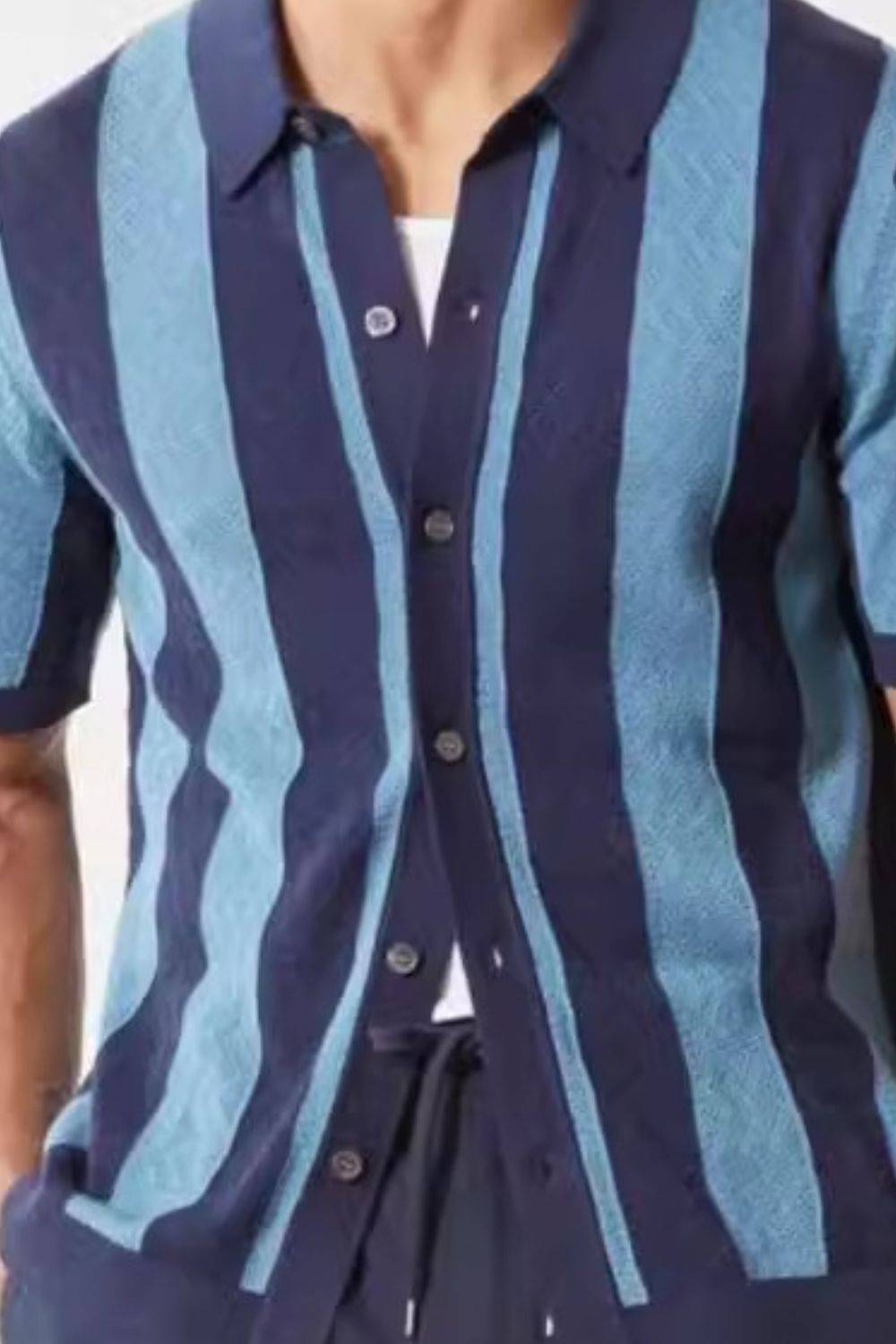 Men's Plus Size Striped Button Down Short Sleeve Shirt - Clothes For Her Online Store
