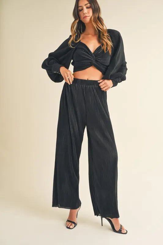 MABLE Front Twisted Long Sleeve Top and Pants Set - Clothes For Her Online Store