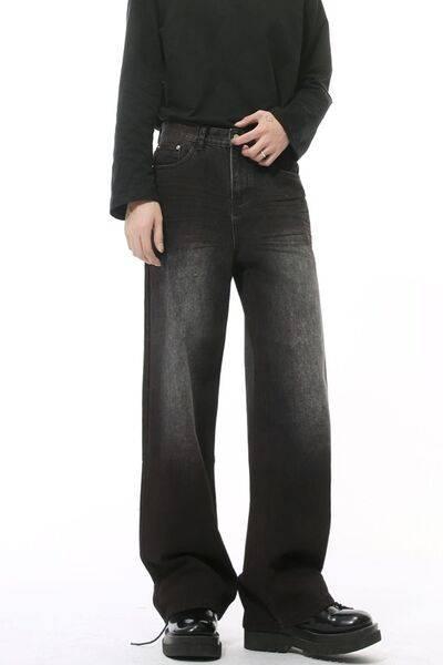 High Waist Baggy Jeans with Pockets