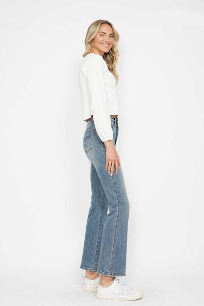 Judy Blue Full Size Tummy Control Back Embroidered Pocketed Bootcut Jeans Plus Size - Clothes For Her Online Store