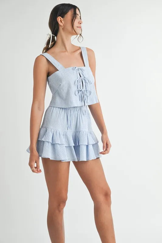 MABLE Gingham Plaid Crop Top and Mini Skirt Set - Clothes For Her Online Store