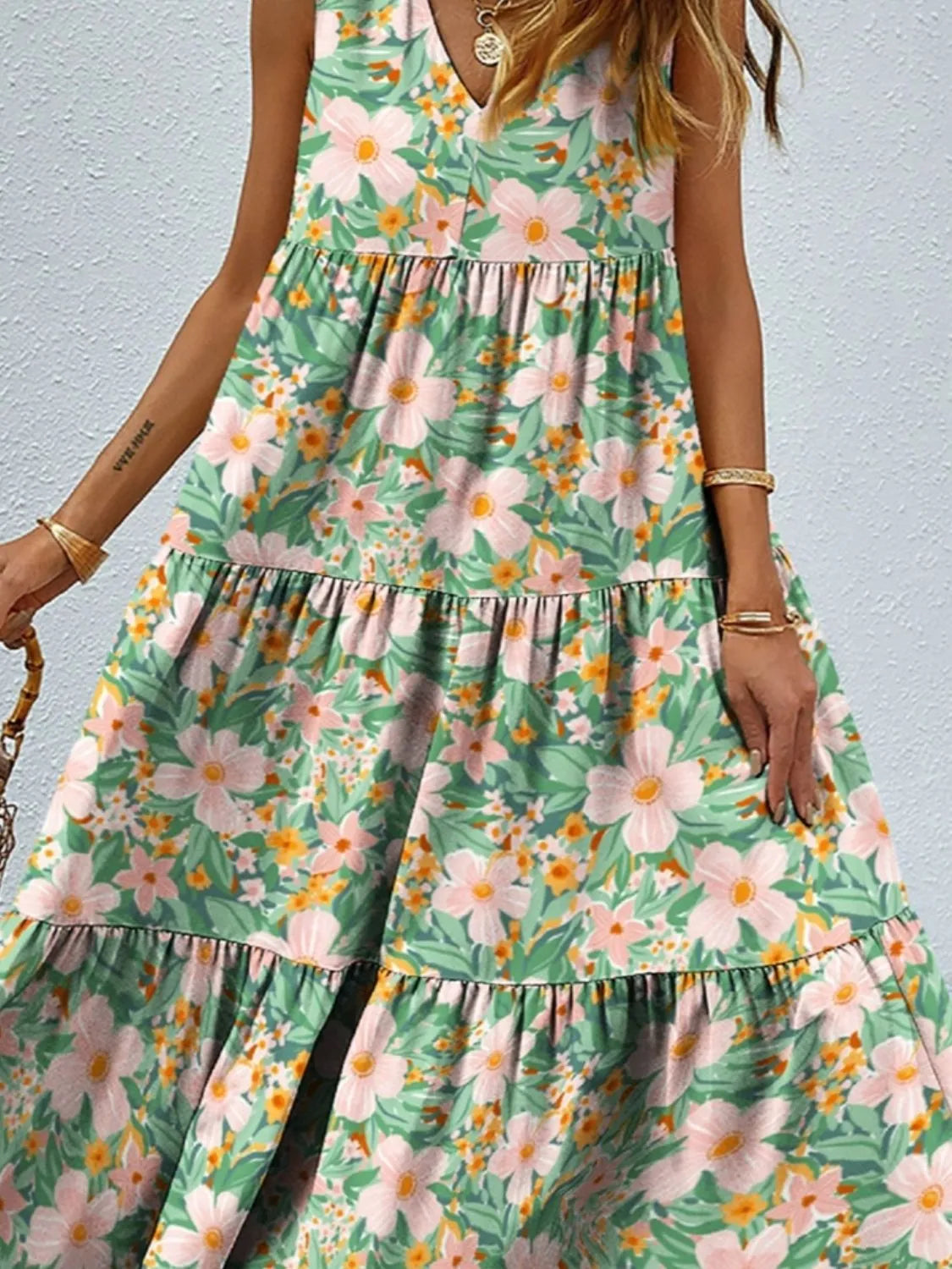 Floral Tiered Maxi Tank Dress