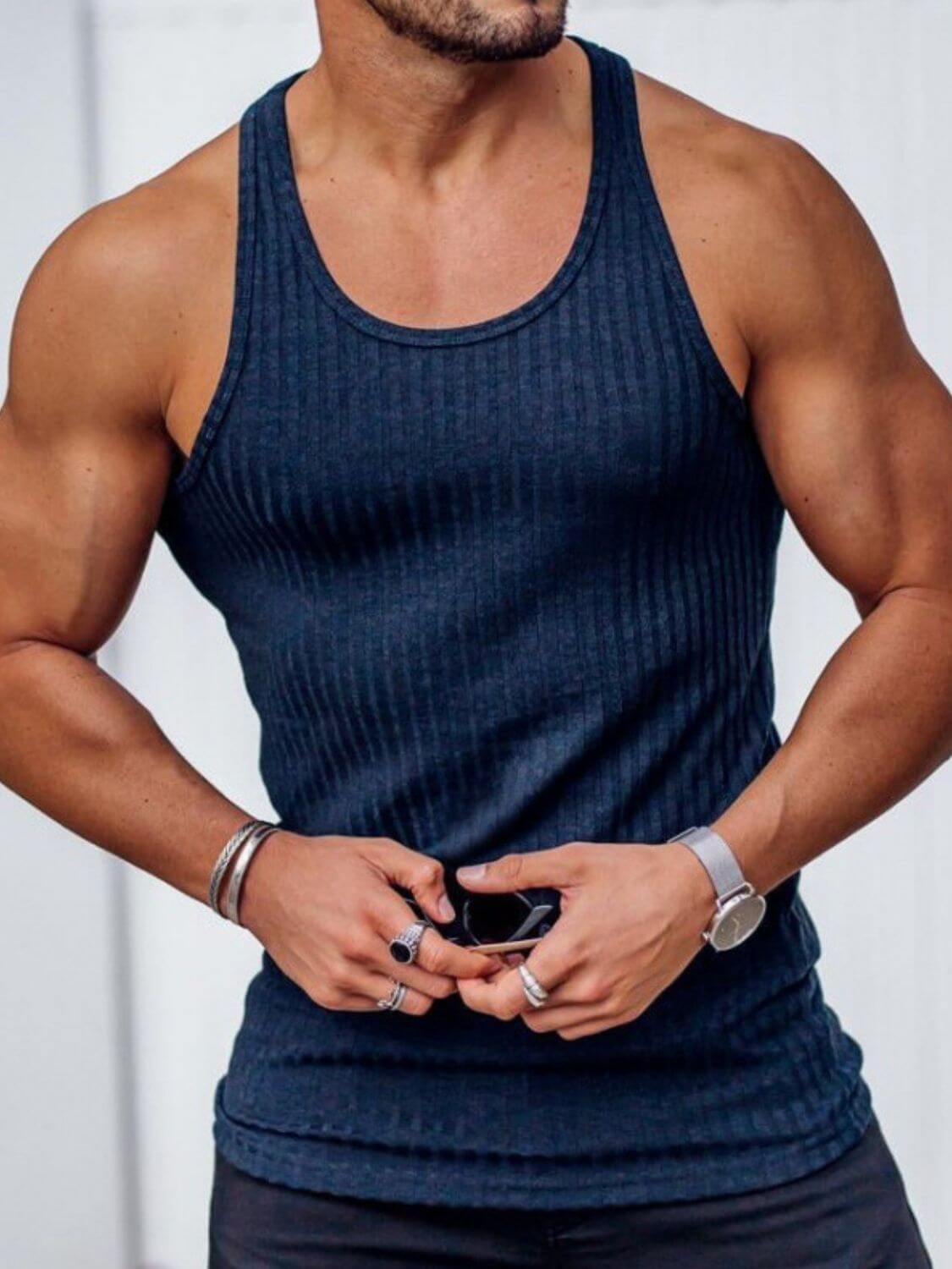 Men's Plus Size Round Neck Tank