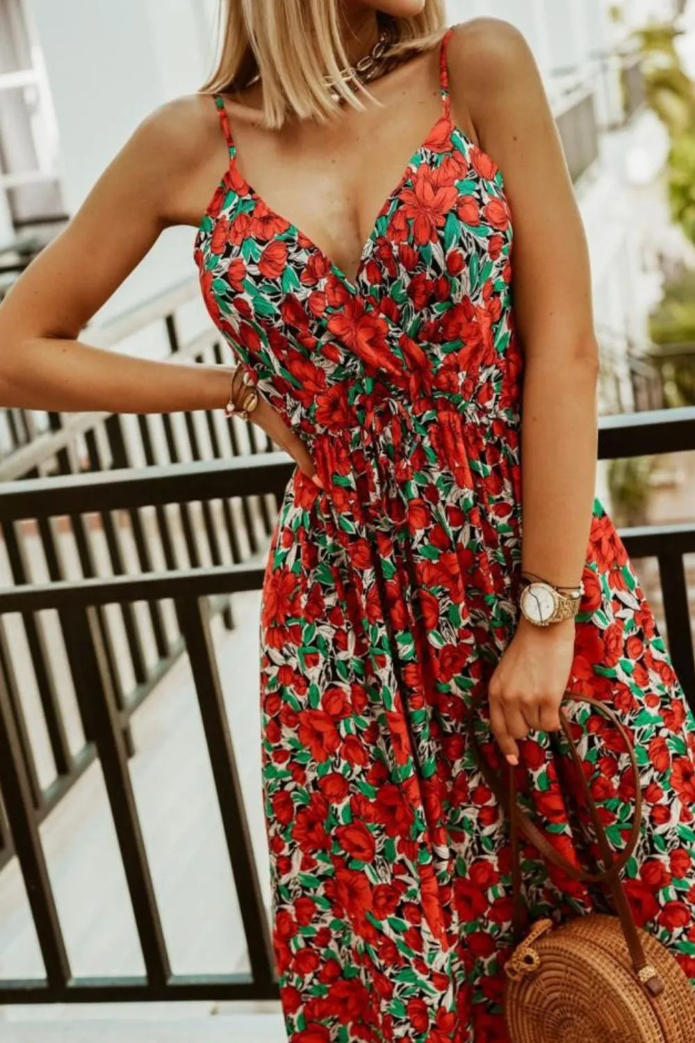 Printed Spaghetti Strap Maxi Dress